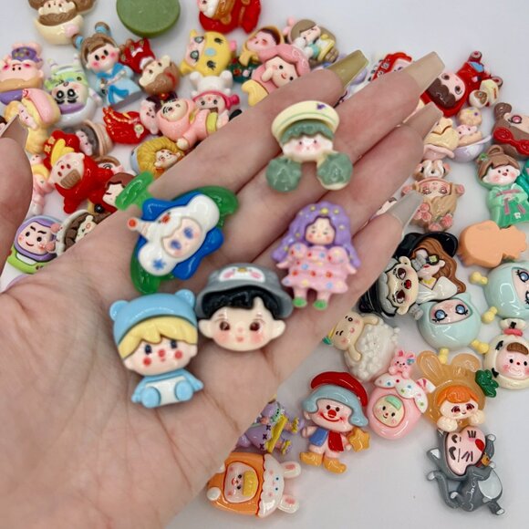 Random Mixed Character Resin Charms for DIY Jewelry, Hair Clips & Crafts - Picture 3 of 7
